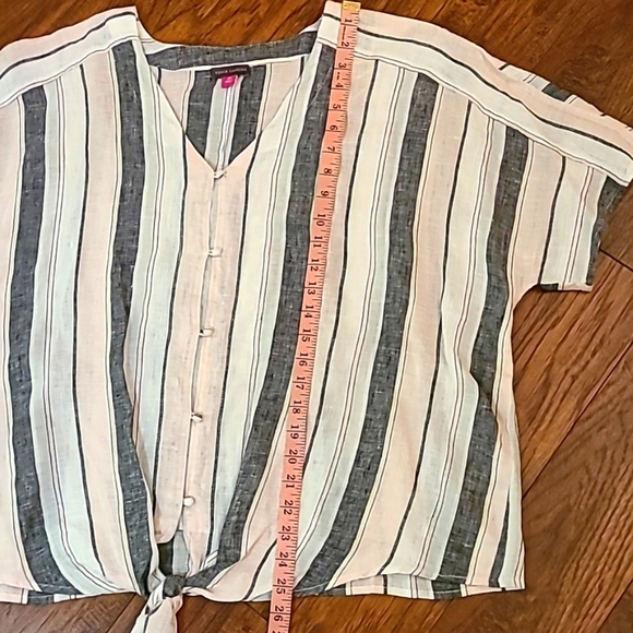 VINCE CAMUTO Ladies Pink Black White Linen Button Down Blouse - Size 2X - Picture 12 of 16